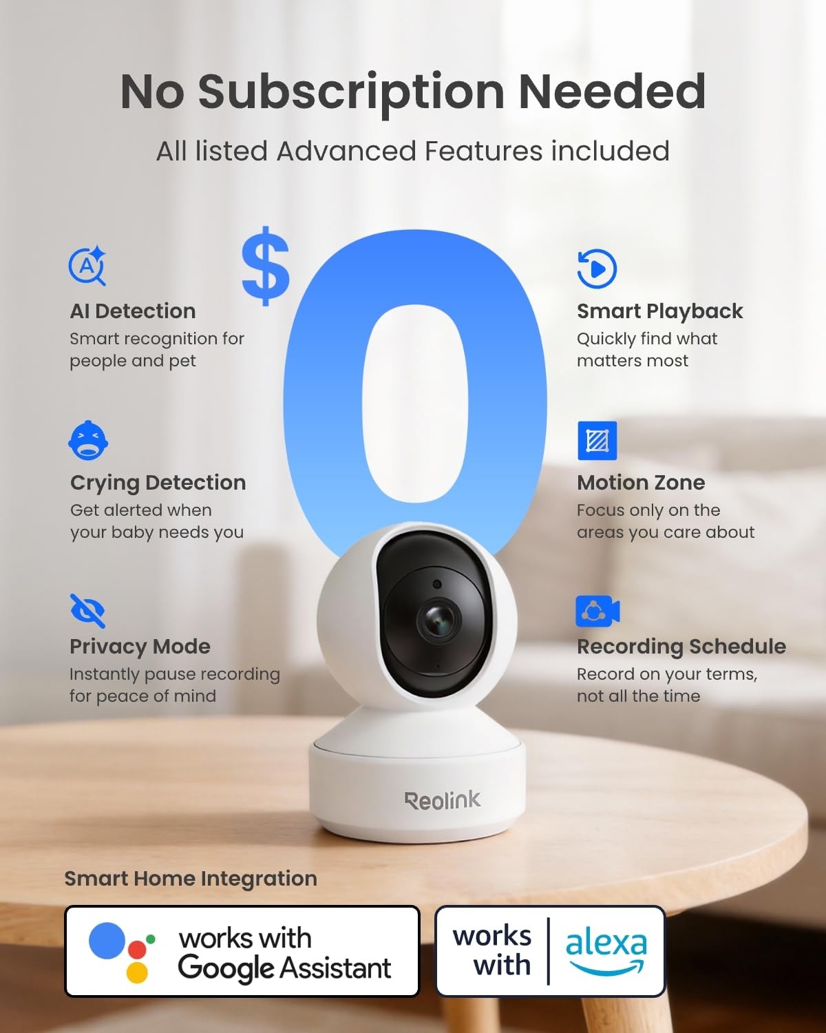 REOLINK E1 Pro 3K Dual-Band Wi-Fi Indoor 1 Count (Pack of 1), White 5MP
