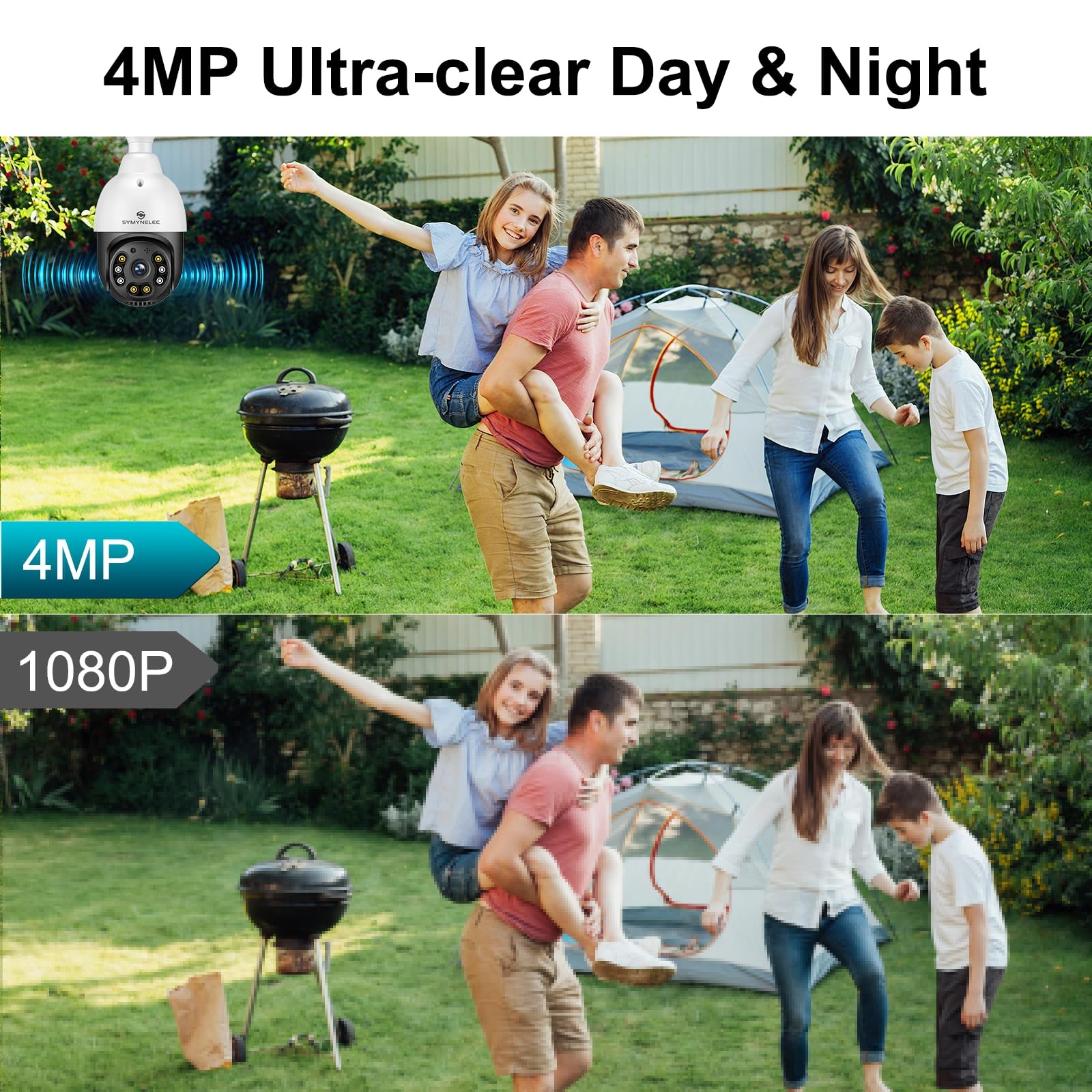 SYMYNELEC Light Bulb Security Camera Outdoor 2.4GHz Only, Only