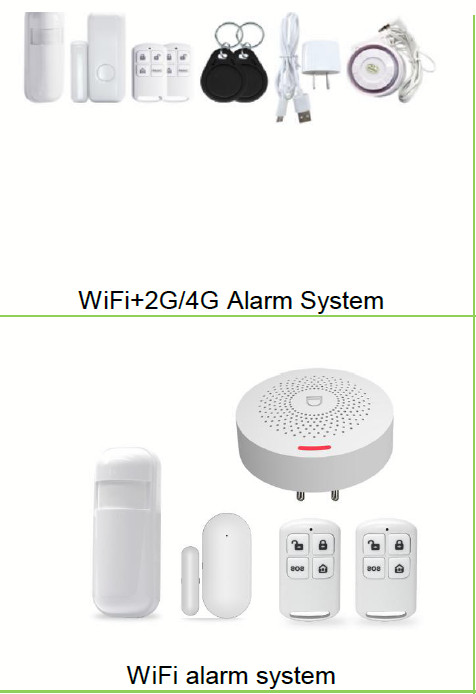 T54 WiFi+US/EU 4G Tuya APP Wireless Home Security Alarm System+Strobe Light+RFID