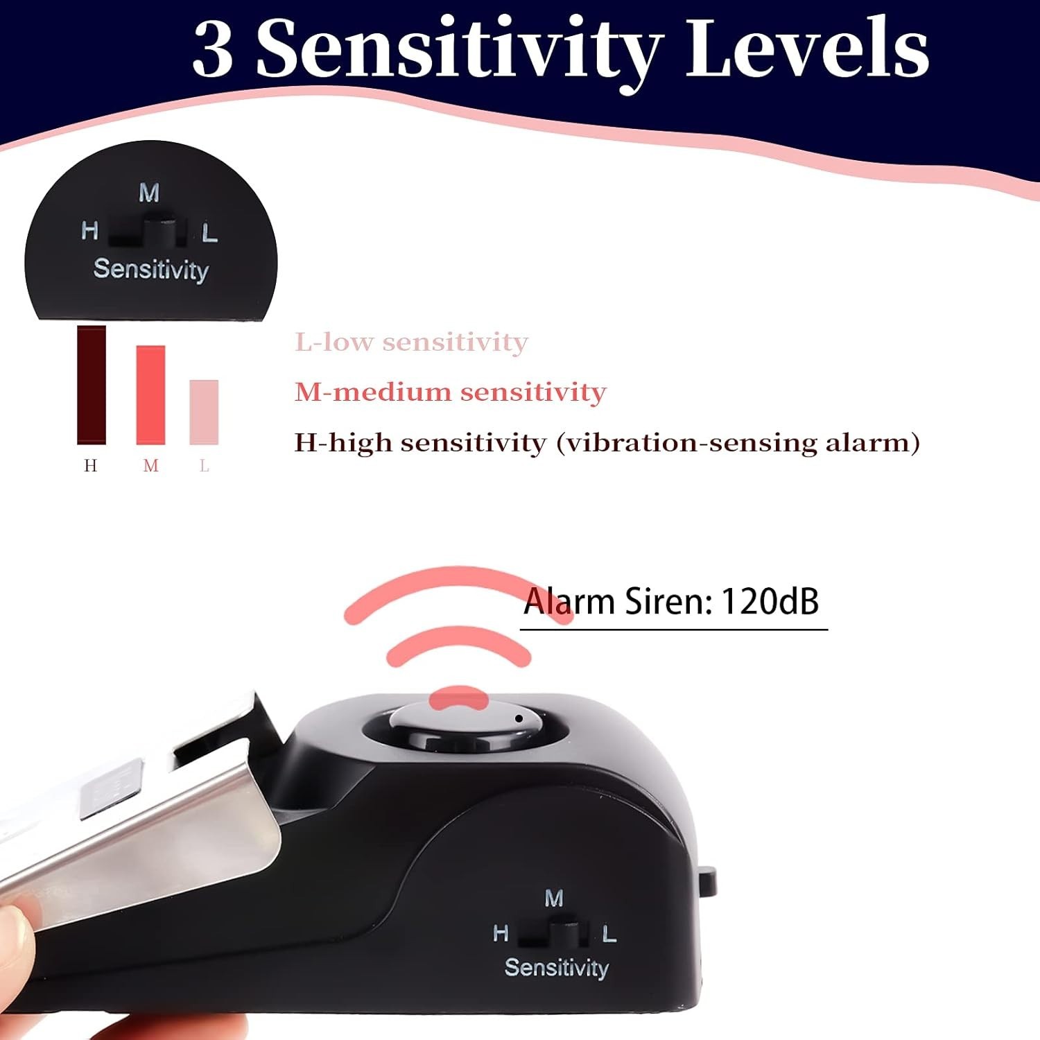 Effortless Security: 2 Pack Door Stop Alarm with Loud 120DB Siren & Sensitivity