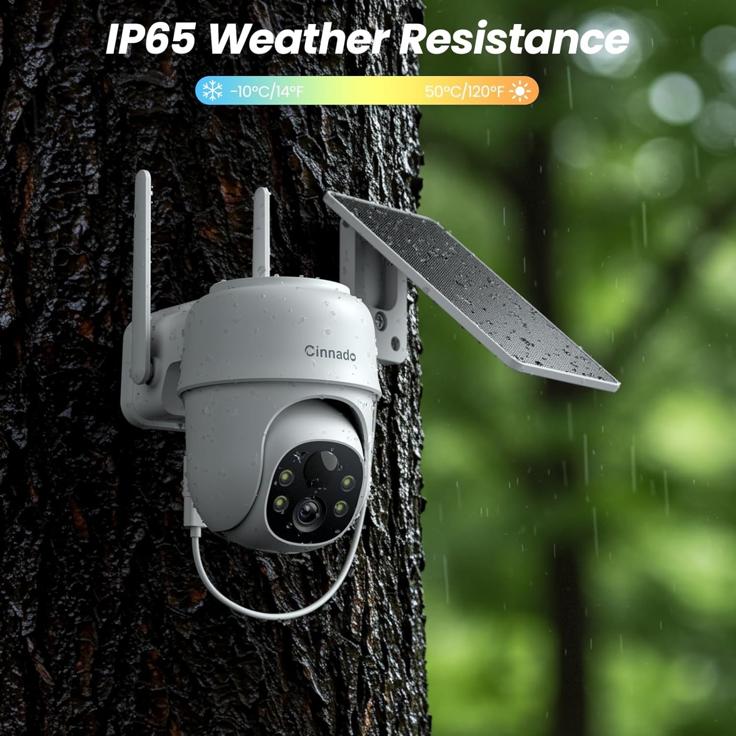 CINNADO 2-Pack 2K Solar Powered & Wireless Outdoor Cameras for Home Security
