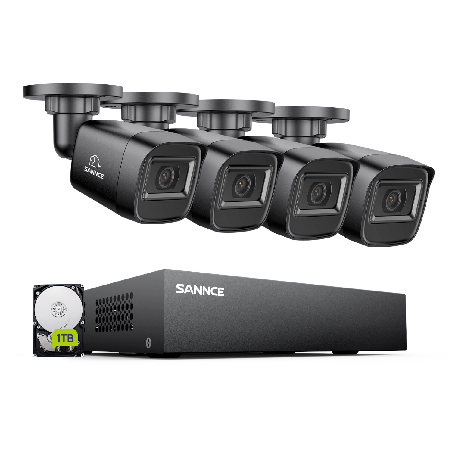 SANNCE 8CH DVR 1TB 1080P CCTV Security Camera System Human Detction H.265+ IP67