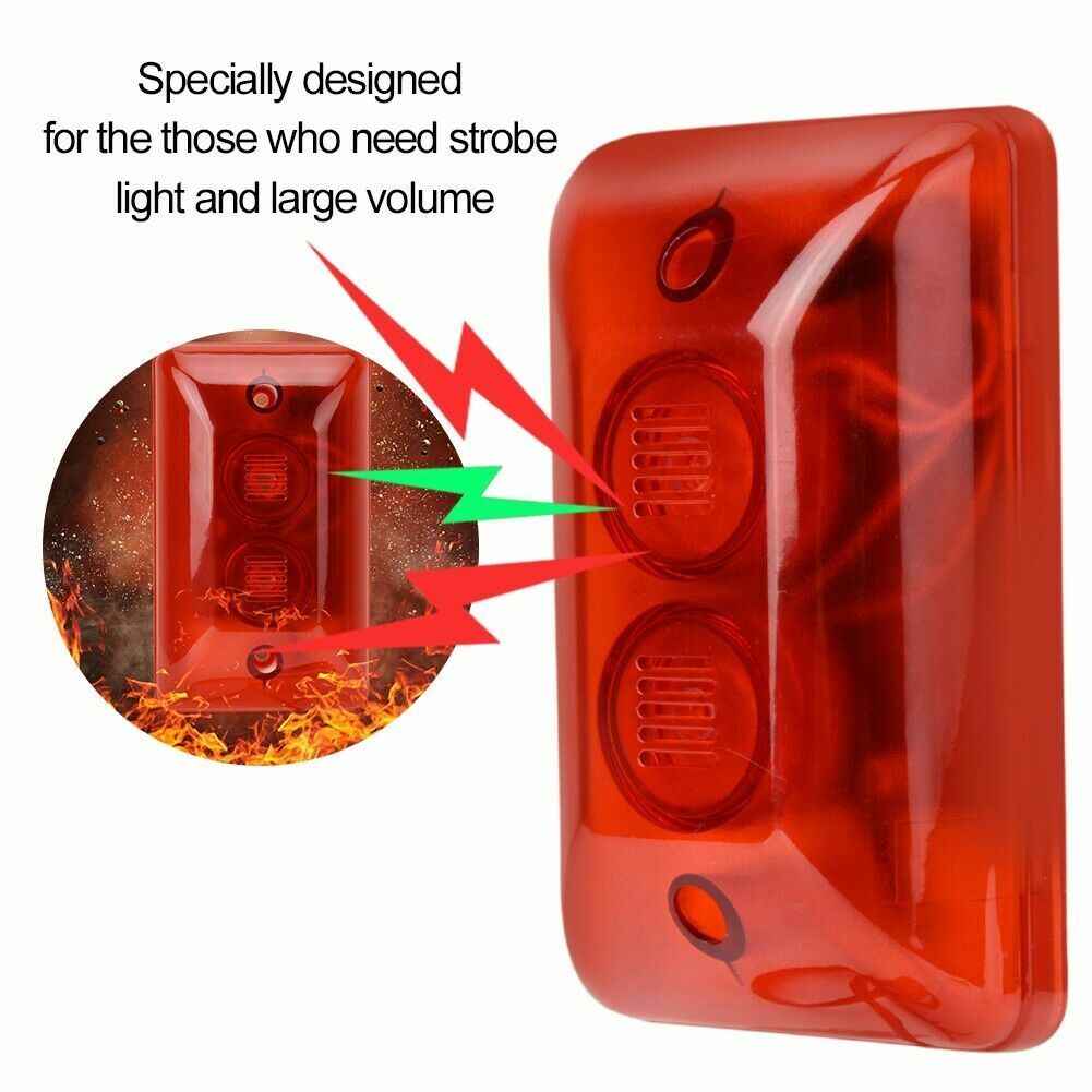 12V LED Wired Flashing Light Alarm Strobe Siren Security System Automatic Voice