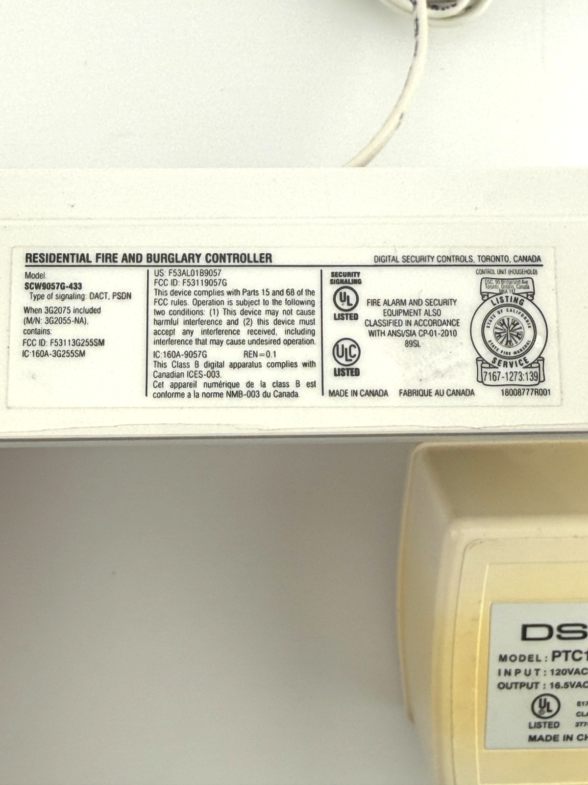 ADT SCW9057G-433 Residential Fire & Burglary Controller – Bad Battery