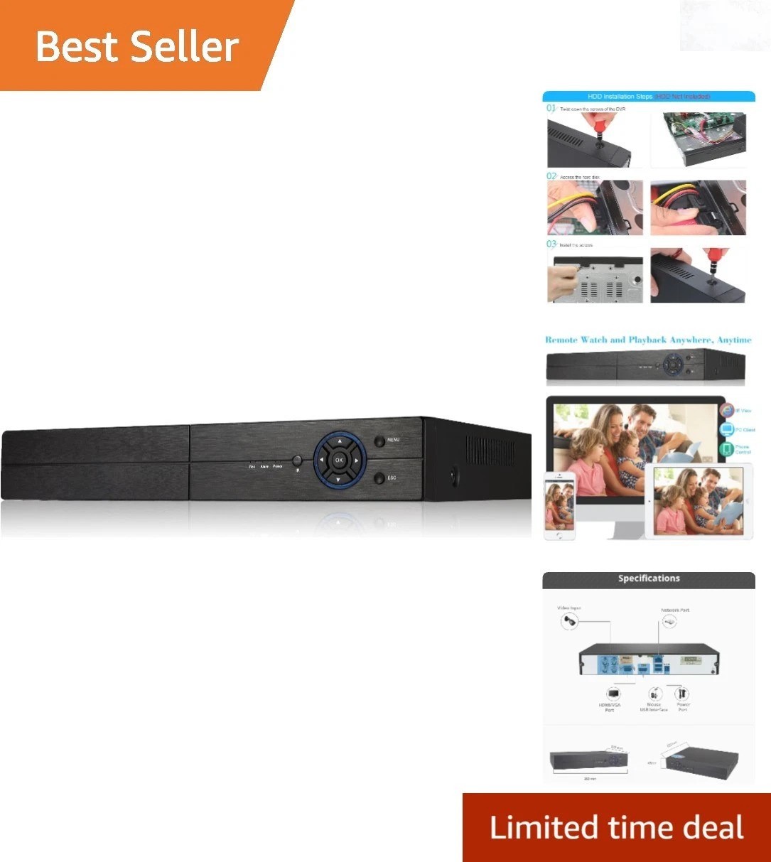 8 Channel DVR NVR Hybrid CCTV Security System 1080P HDMI USB Vga supports 6 s…