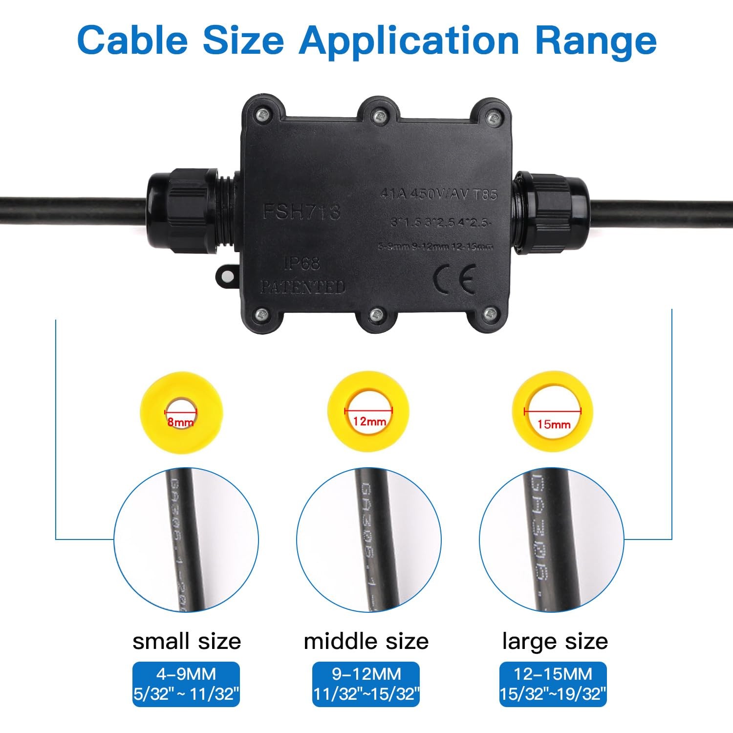 Helunsi 2 Pieces Internal Size: L 2.83 x W 1.89 x H 1.26inch, Black-2pcs