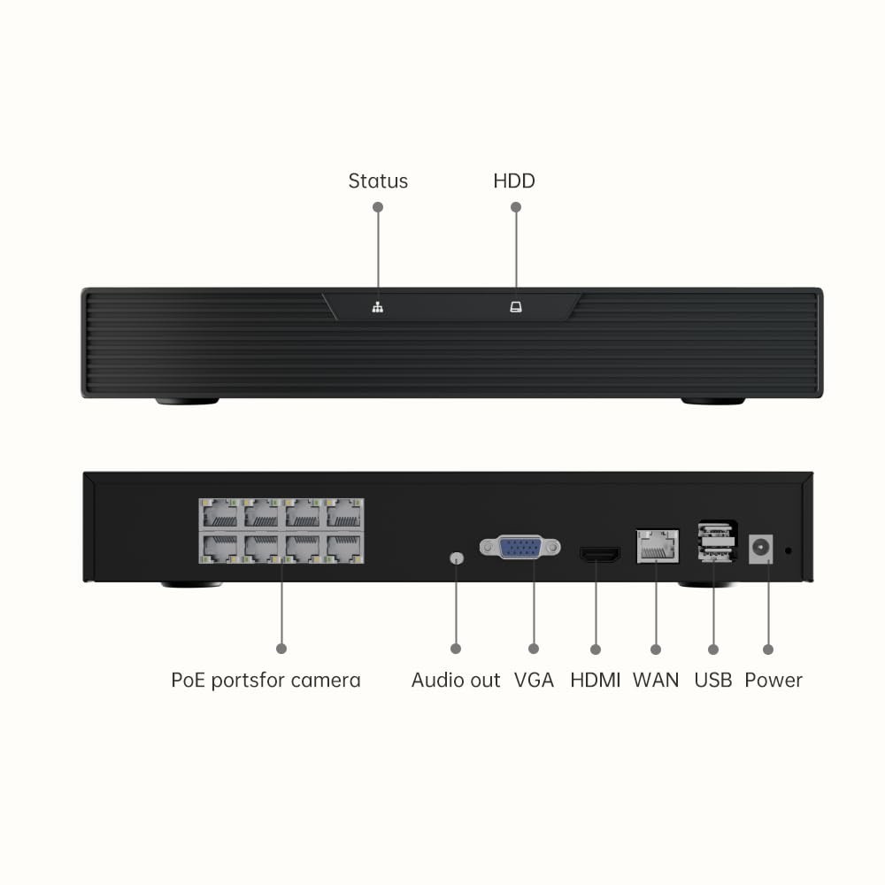 ARENTI PoE Security Camera System, 5MP Cameras Outdoor with H.265 8CH NVR, Audio