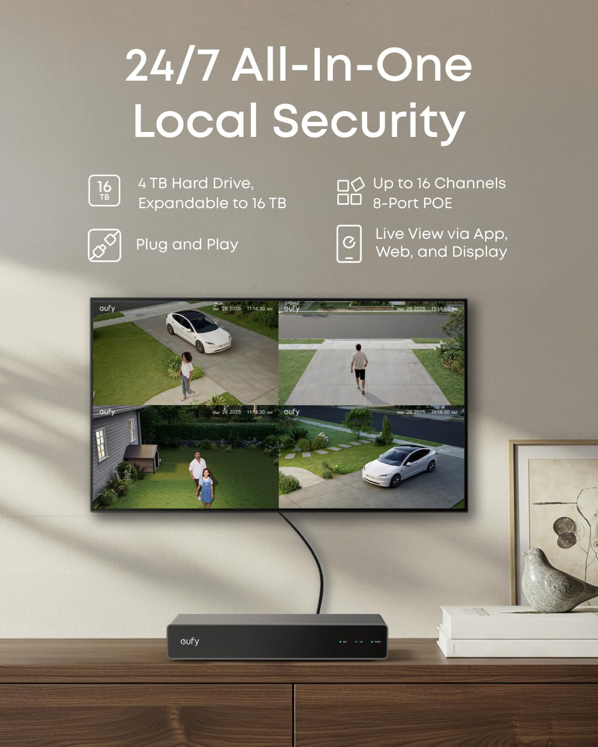 Eufy 4K NVR Security Camera System S4 Max, 4TB Hdd,Power over Ethernet, Wired, 2