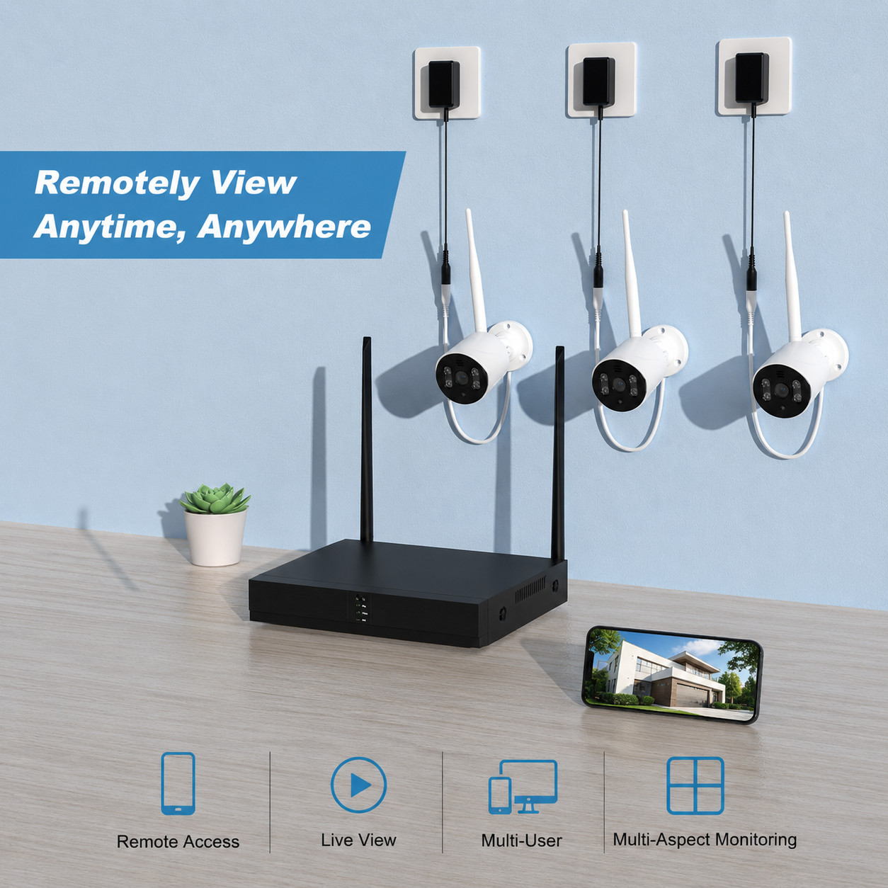 TOPVISION 8 Channel NVR Security System with (3) 1080P WiFi Camera (6026HEC-XMW)