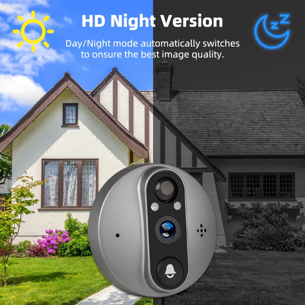 Tuya 3MP WiFi Peephole Doorbell Camera PIR Motion Detector 4.3in Digital Viewer