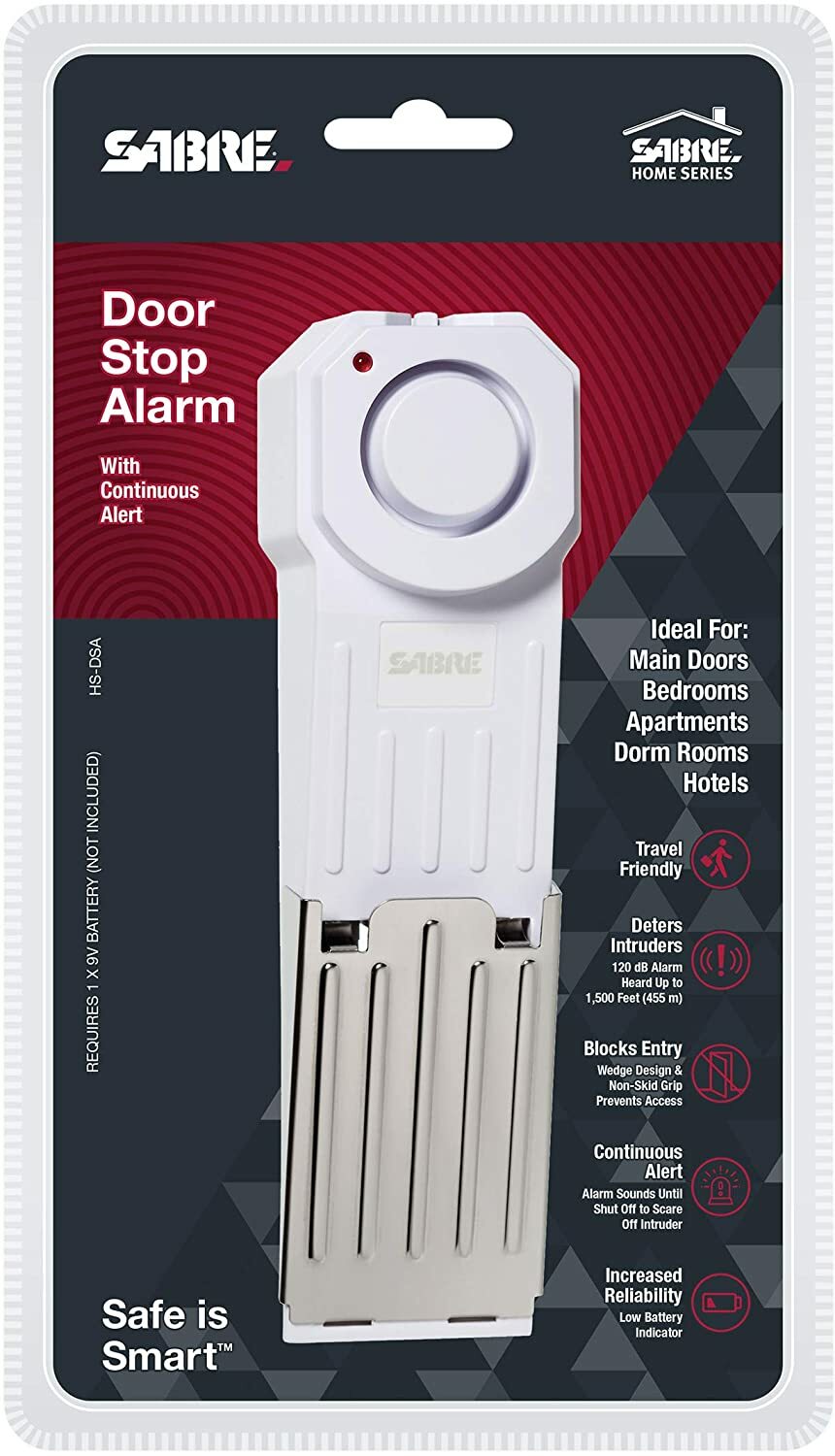 Security Wedge Door Stop Security Alarm With 120 dB Siren For Home/ Travel /Dorm