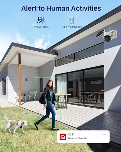 4MP Solar Security Cameras Wireless Outdoor, 360° Pan Tilt Battery C291