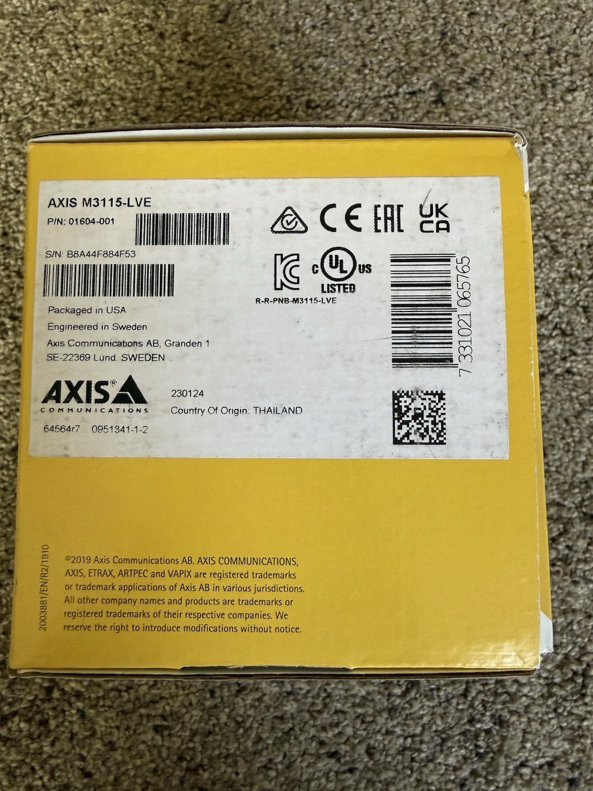 Axis Communications M3115-LVE PoE Indoor/Outdoor Dome Camera IR HDTV 1080p