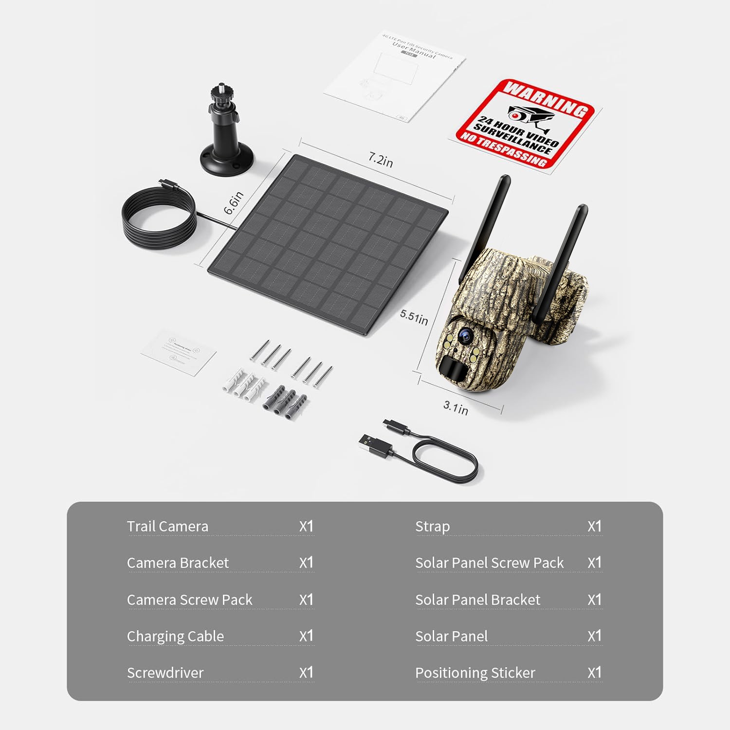 4G LTE Cellular Solar Security Camera 2.5K Wireless Outdoor 360 View No WiFi