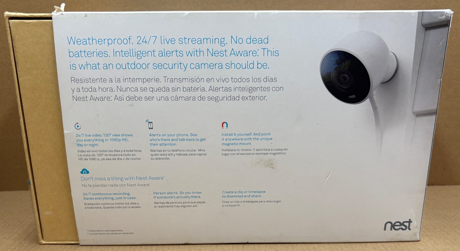 NEST Cam Outdoor Smart Security Camera (2-Pack) – NC2400ES – Open Box
