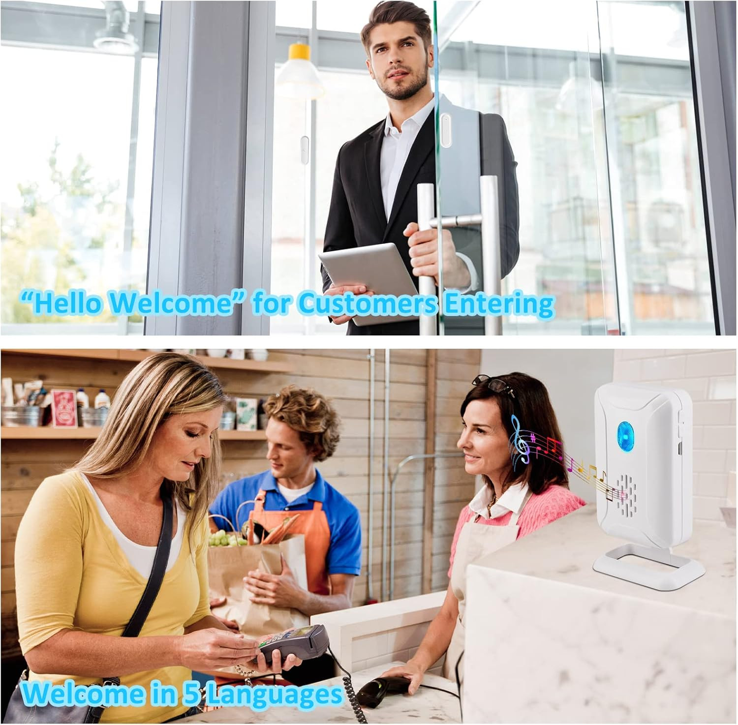 Door Open Alarm with Portable Receiver,Wireless Battery Operated Door Alarm,Wire