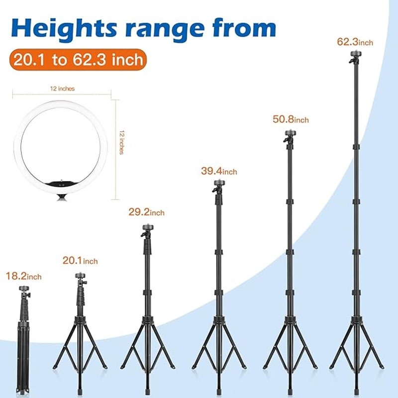 NEW IN BOX TAOTRONICS 12″ SELFIE LED RING LIGHT -62″ TRIPOD STAND & PHONE HOLDER