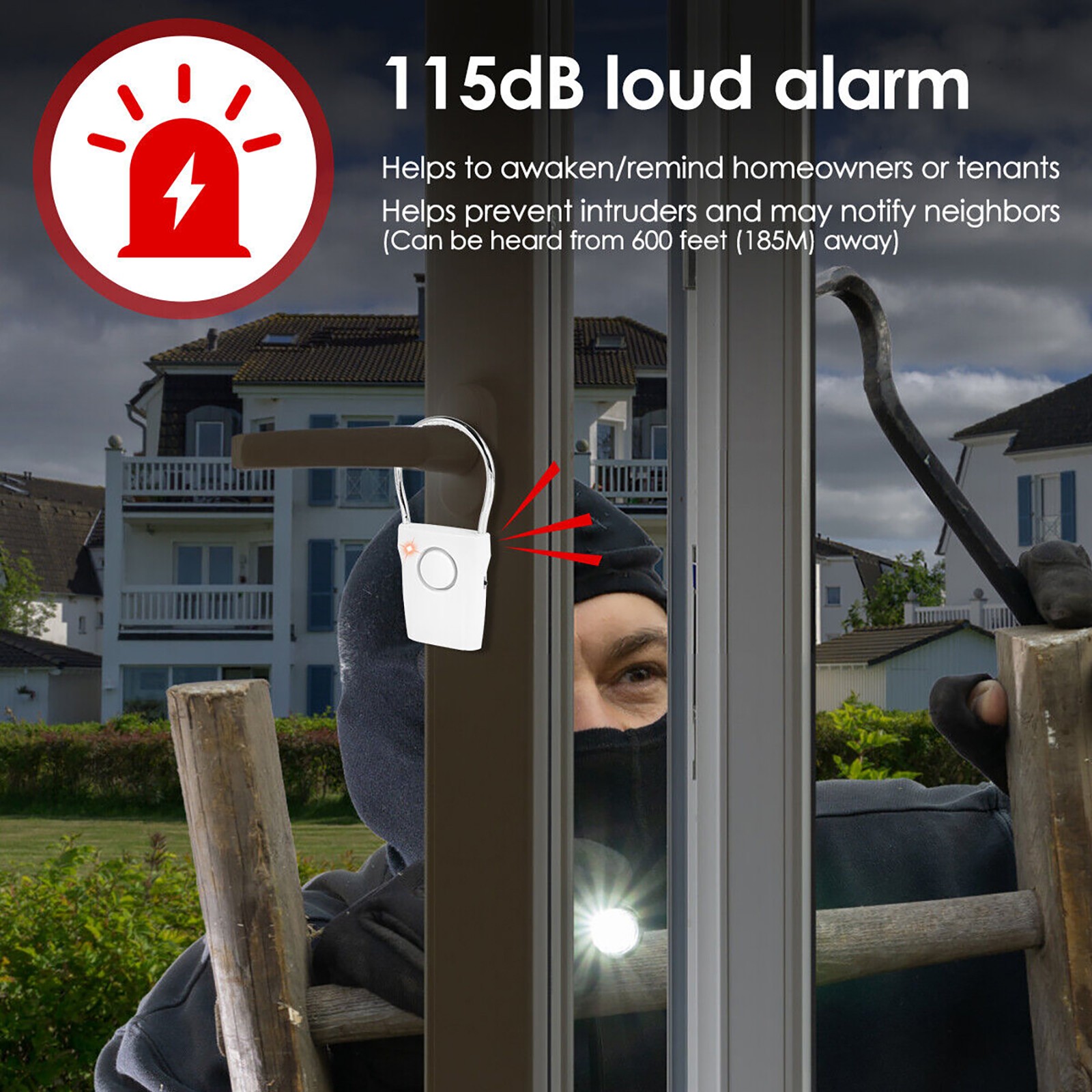 115dB Super Loud Home Window Door Handle Alarm Portable Door Security Alarm
