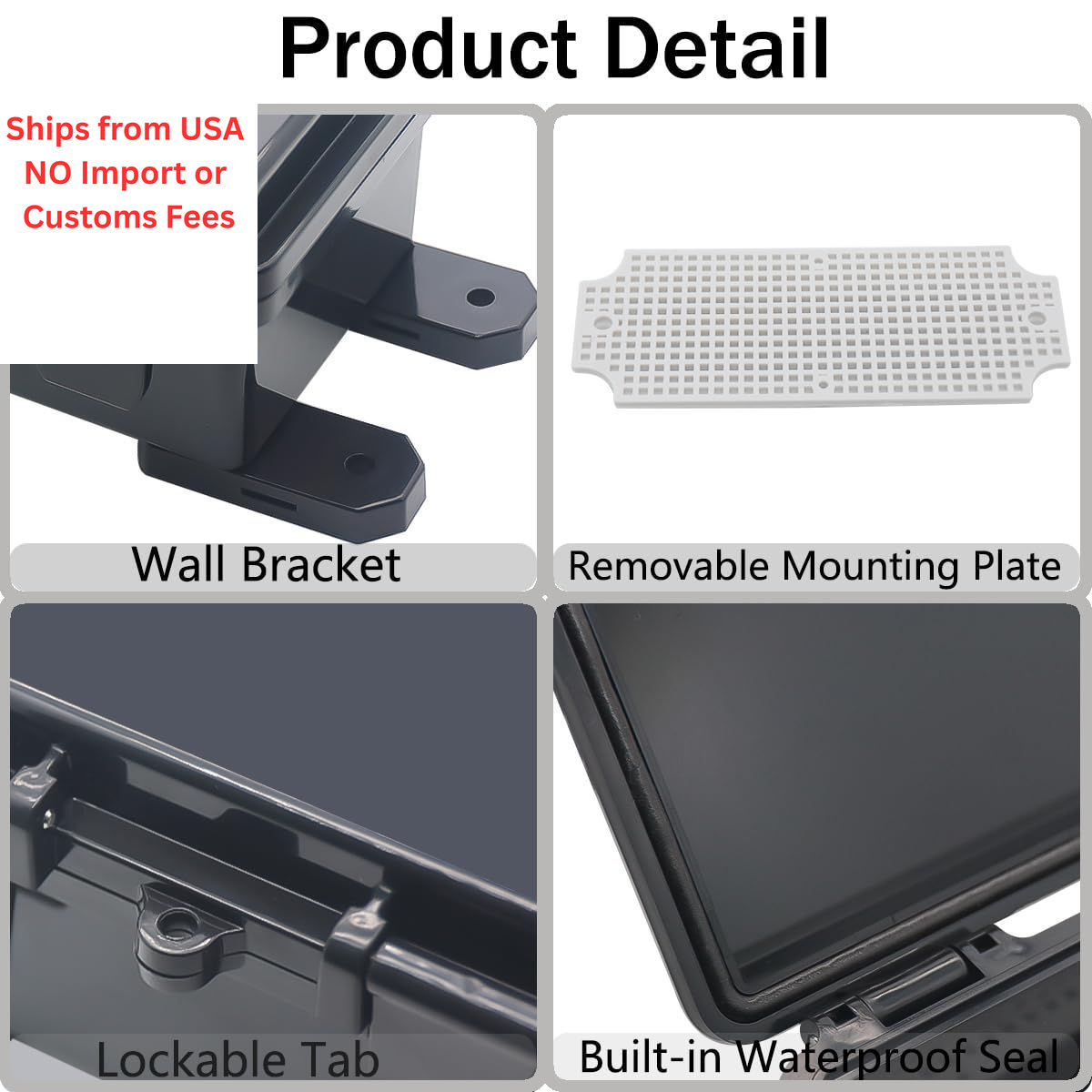Otdorpatio Junction Box, Hinged Black Clear Cover IP67 7.9″x3.9″x2.8″,