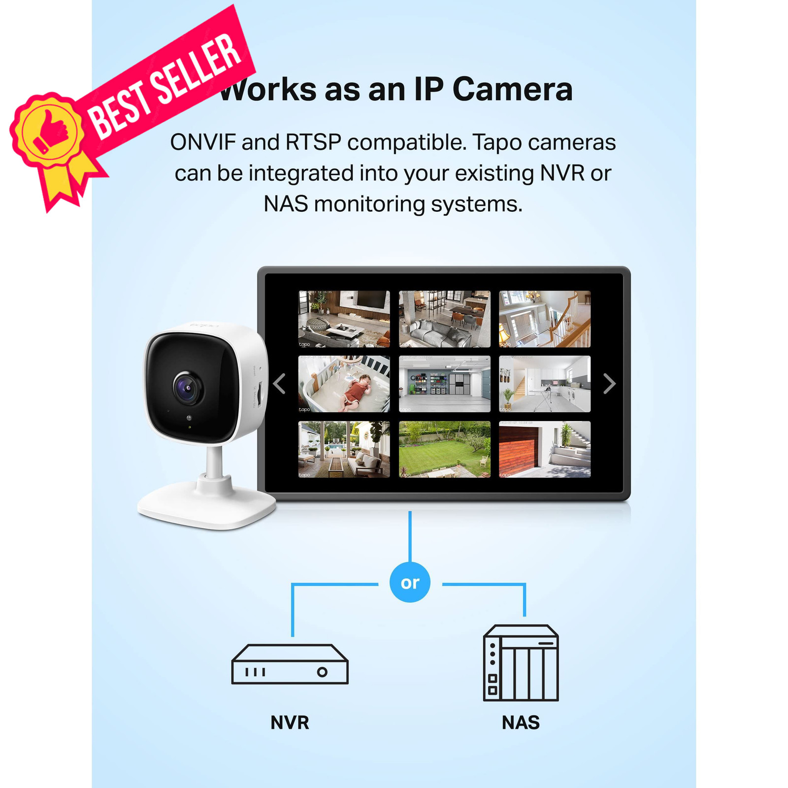 TP-Link Tapo 1080P Indoor Security Camera for Baby Monitor, Dog 1-Pack, White