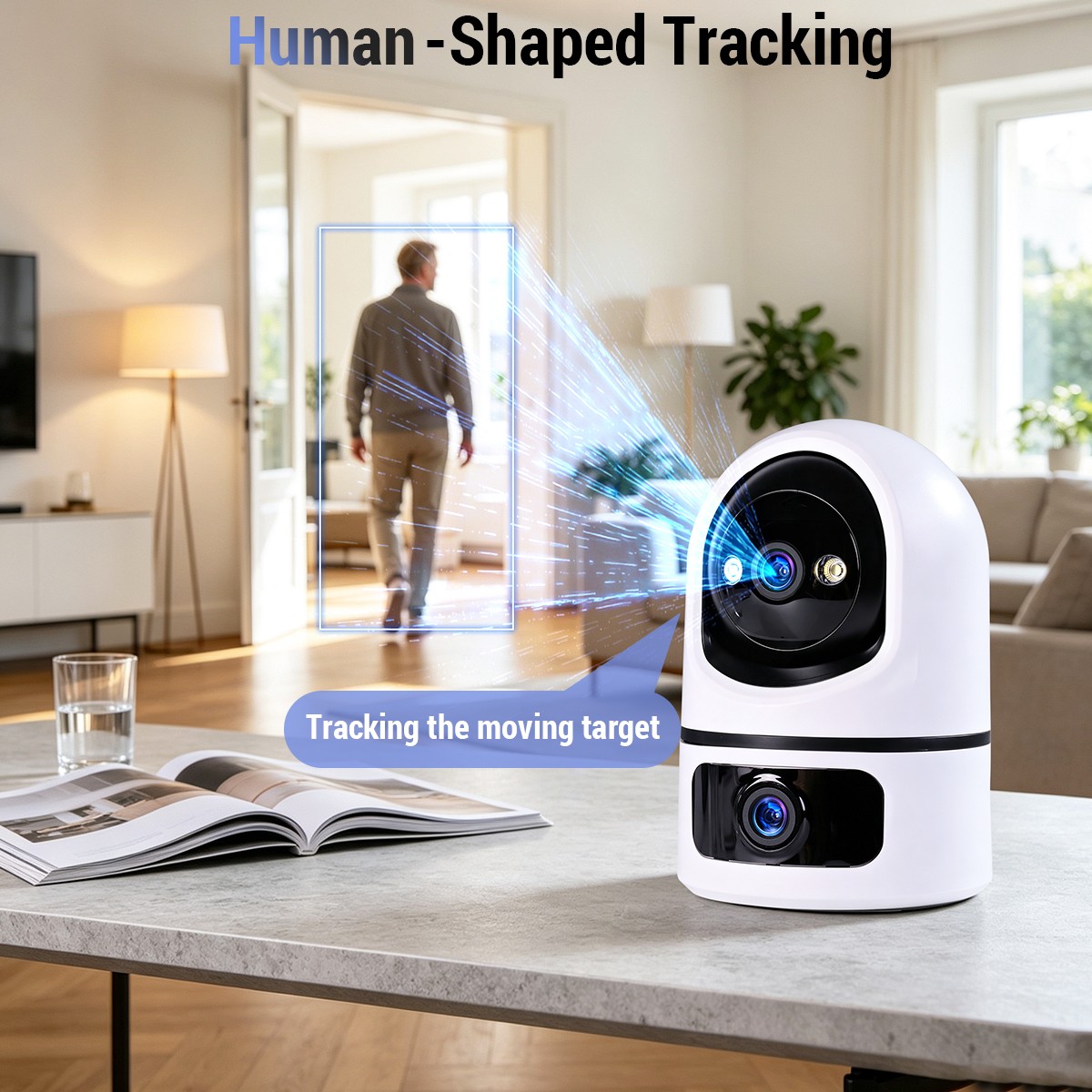 2K Audio Security IP Camera Dual Lens Indoor AI Human Detect Color Night Vision