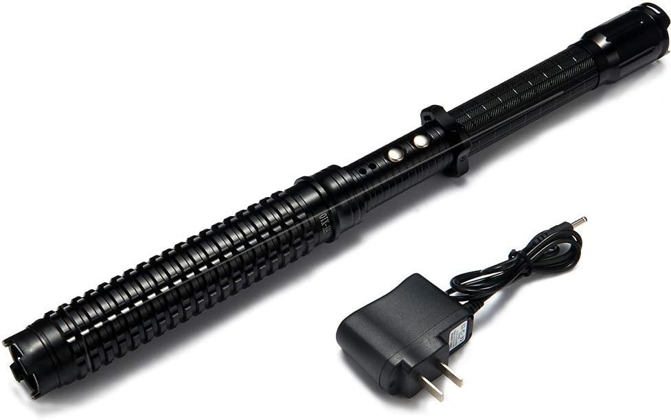 All-in-One Black Metal Stun Gun 18.9″ – 80M Volts, LED Flashlight, Self-Defense