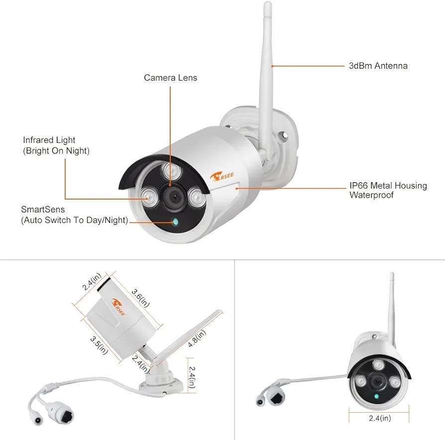 Corssee Wireless 4CH Wi-Fi DVR 1080p Surveillance System