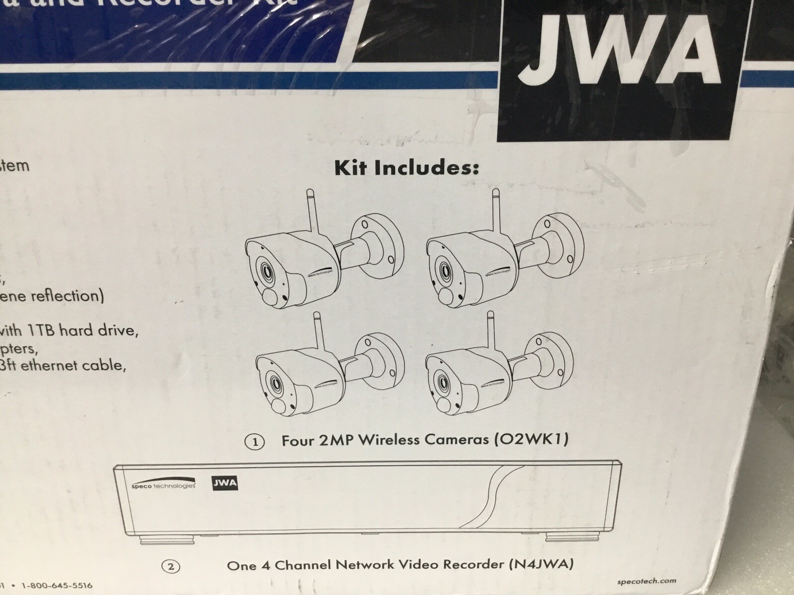 SPECO ZIPK4W2 4-Channel Wireless NVR 1TB HDD 4 Wireless Network 2MP Cameras NEW!