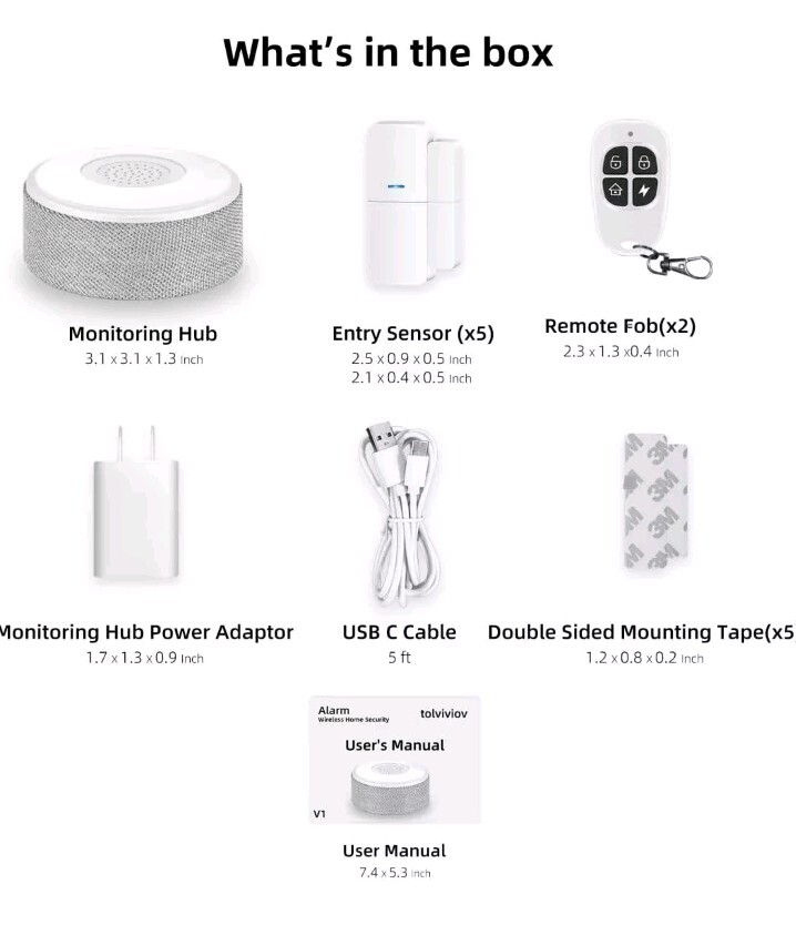 tolviviov WiFi Door Alarm System, Wireless DIY Smart Home Security System