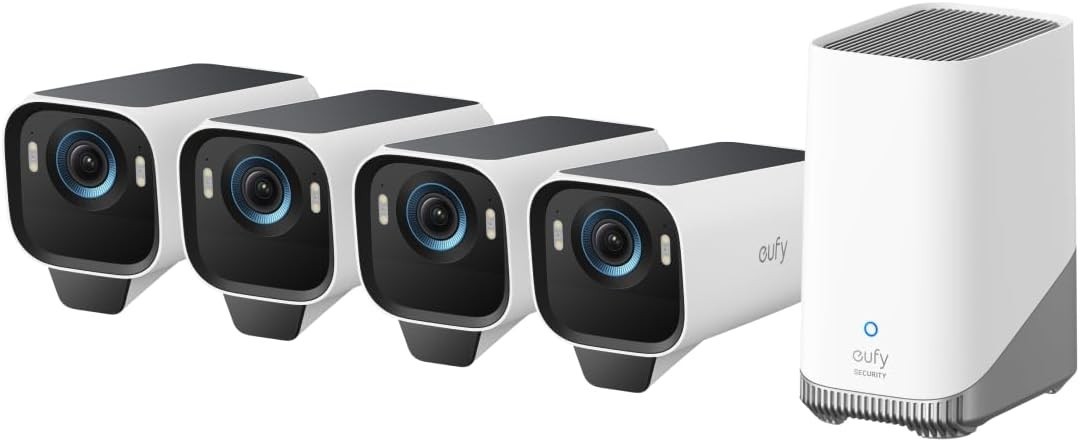 eufy S3 Pro Wireless 4K Solar 4 Camera Security System + Free Amazon Echo Show 5