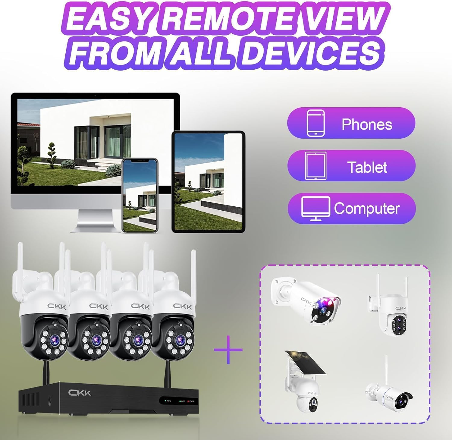 5MP PTZ Security System: 4 PCS Wireless Cameras with 1TB Hdd,10-Channel NVR,5G/2