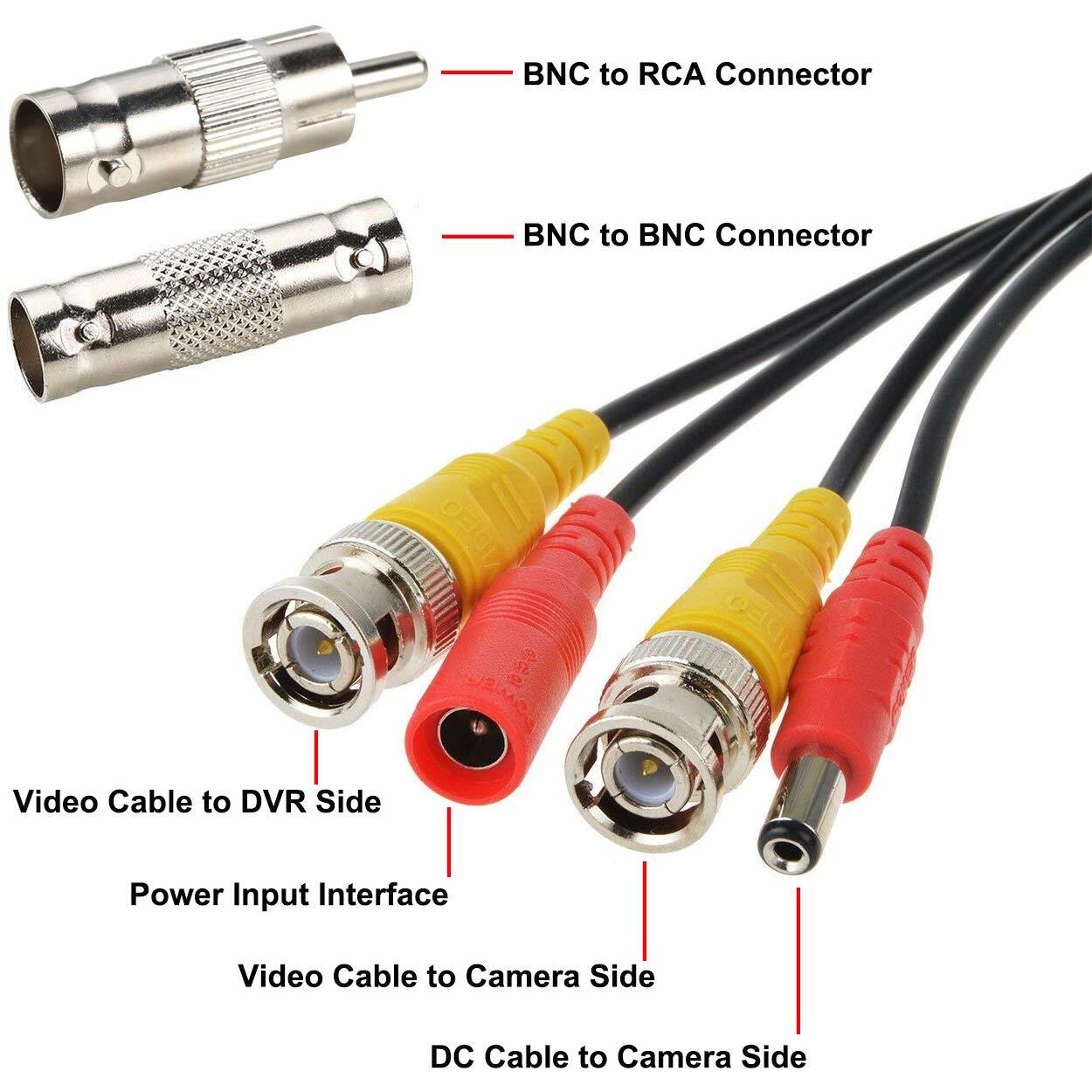 2-in-1 DC BNC RCA Video Power Cord Cable Line For CCTV DVR Surveillance Camera