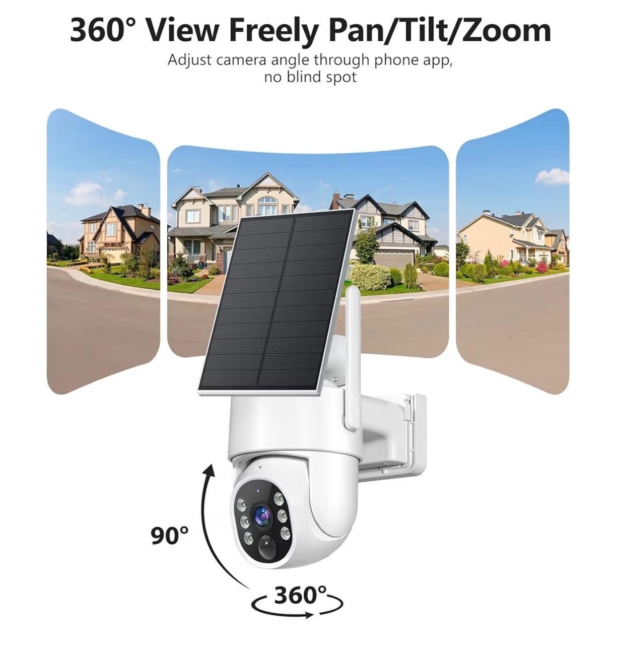 Gianteye 2K Wireless Outdoor PTZ Security Camera Solar Powered
