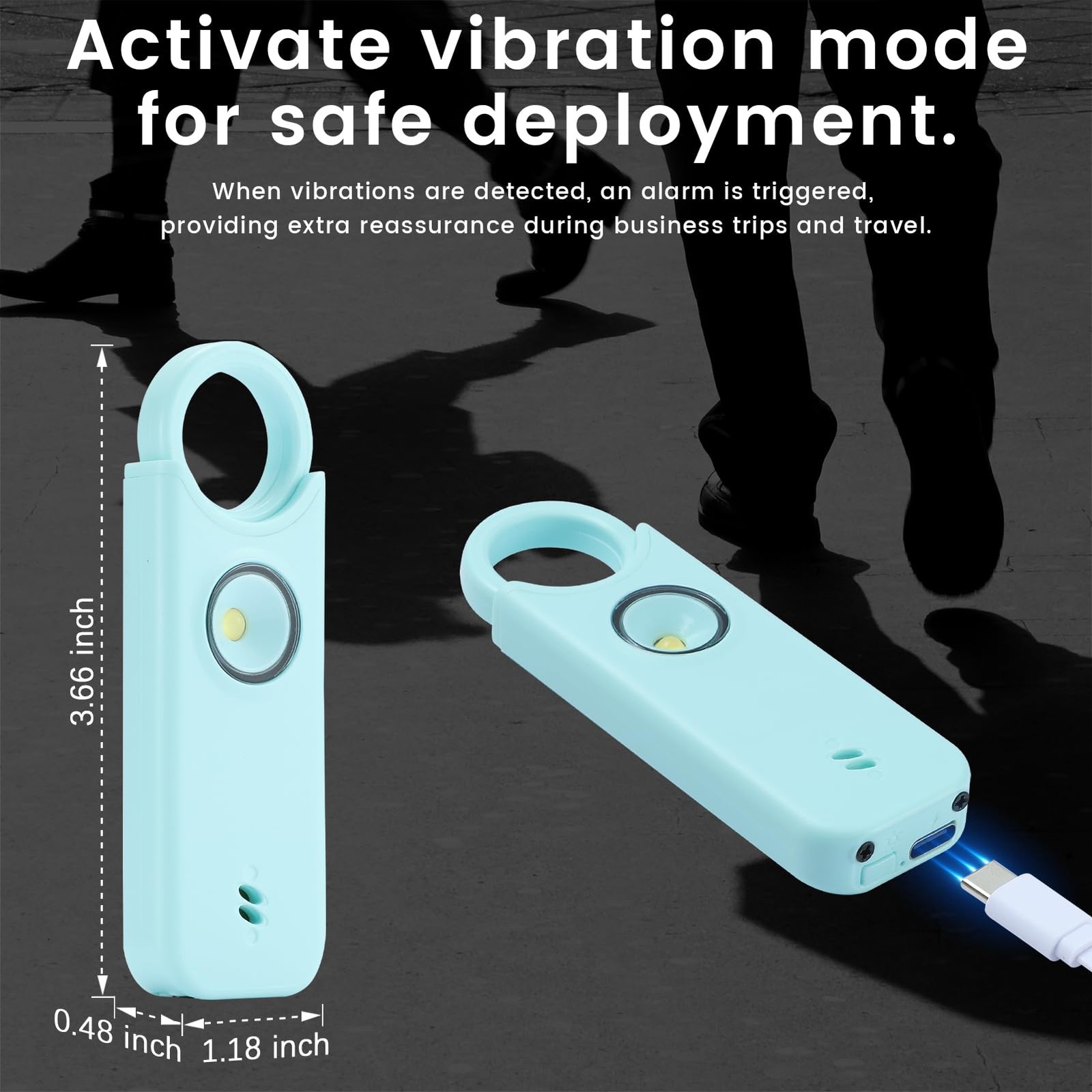 Personal Safety Alarm – 135dB Ultra Loud Siren with LED Strobe Light, USB-C R…