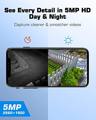 5MP Security Cameras Wireless Outdoor, Solar Camera Wireless with 5MP-Gray
