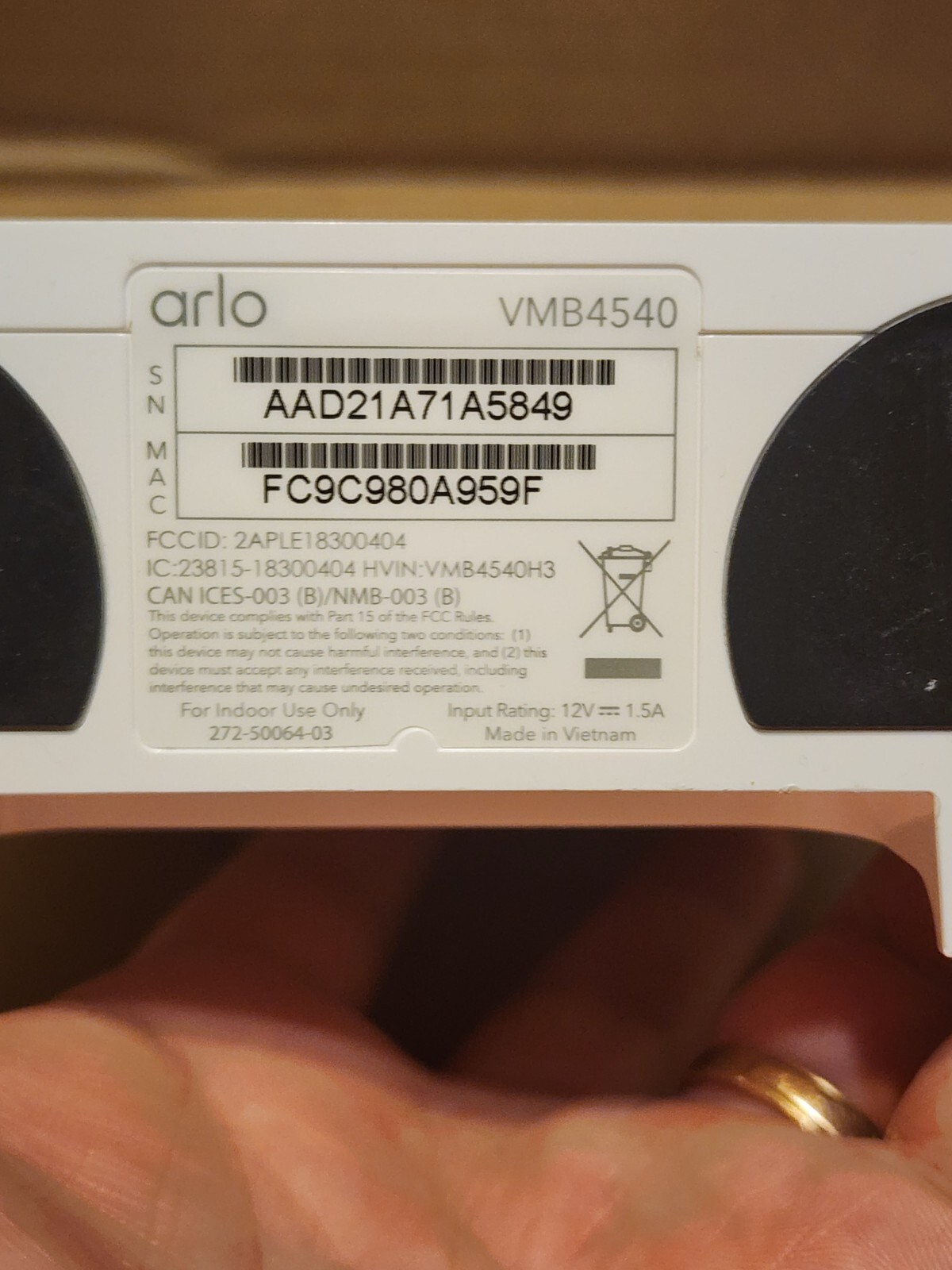 Arlo VMB4540 Smart Hub Base Station Arlo Pro 2, 3 Ultra With Power adapter White