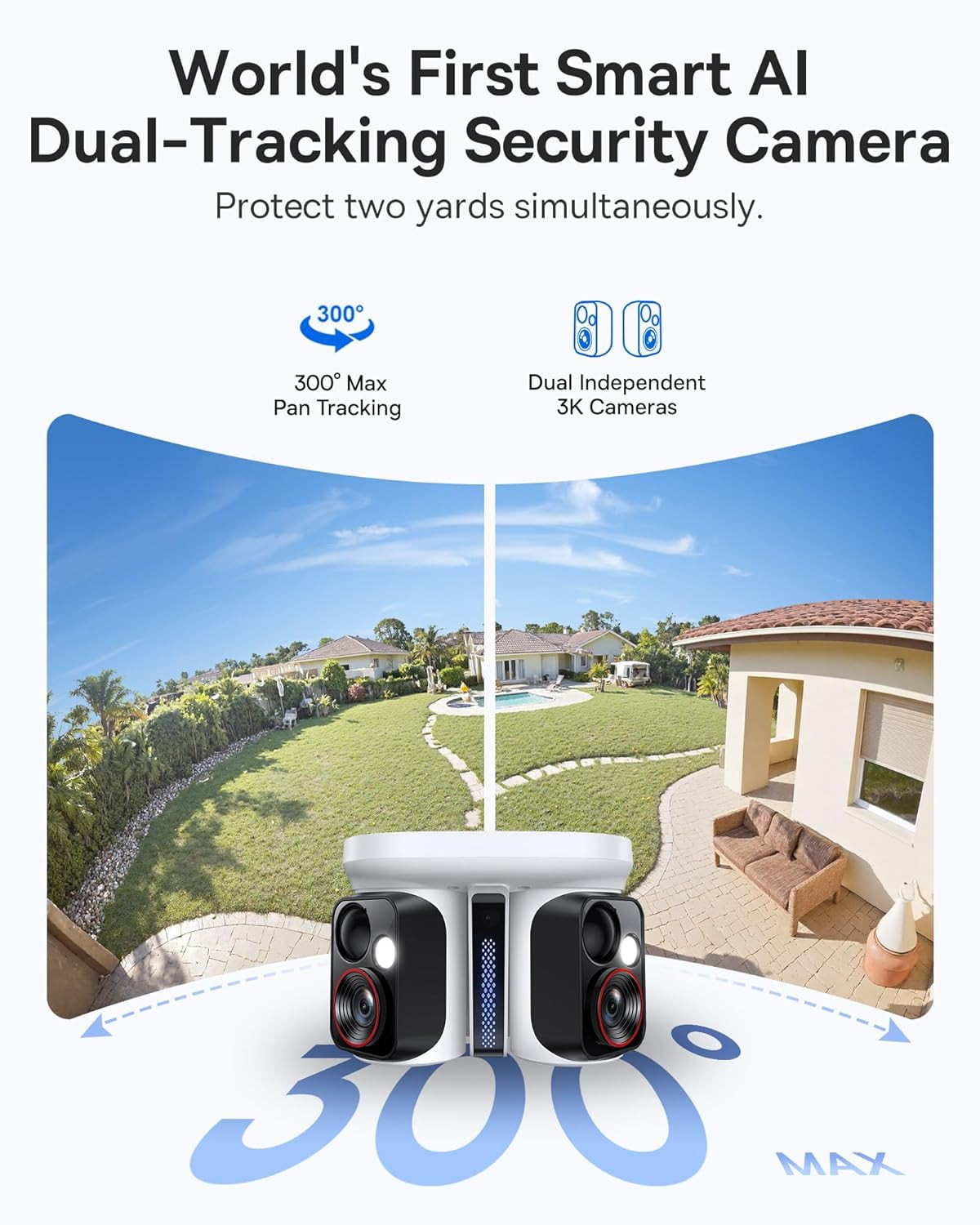 X1 Pro Dual-Tracking Solar Security Camera Outdoor Wireless, Dual 3K AI Cameras,