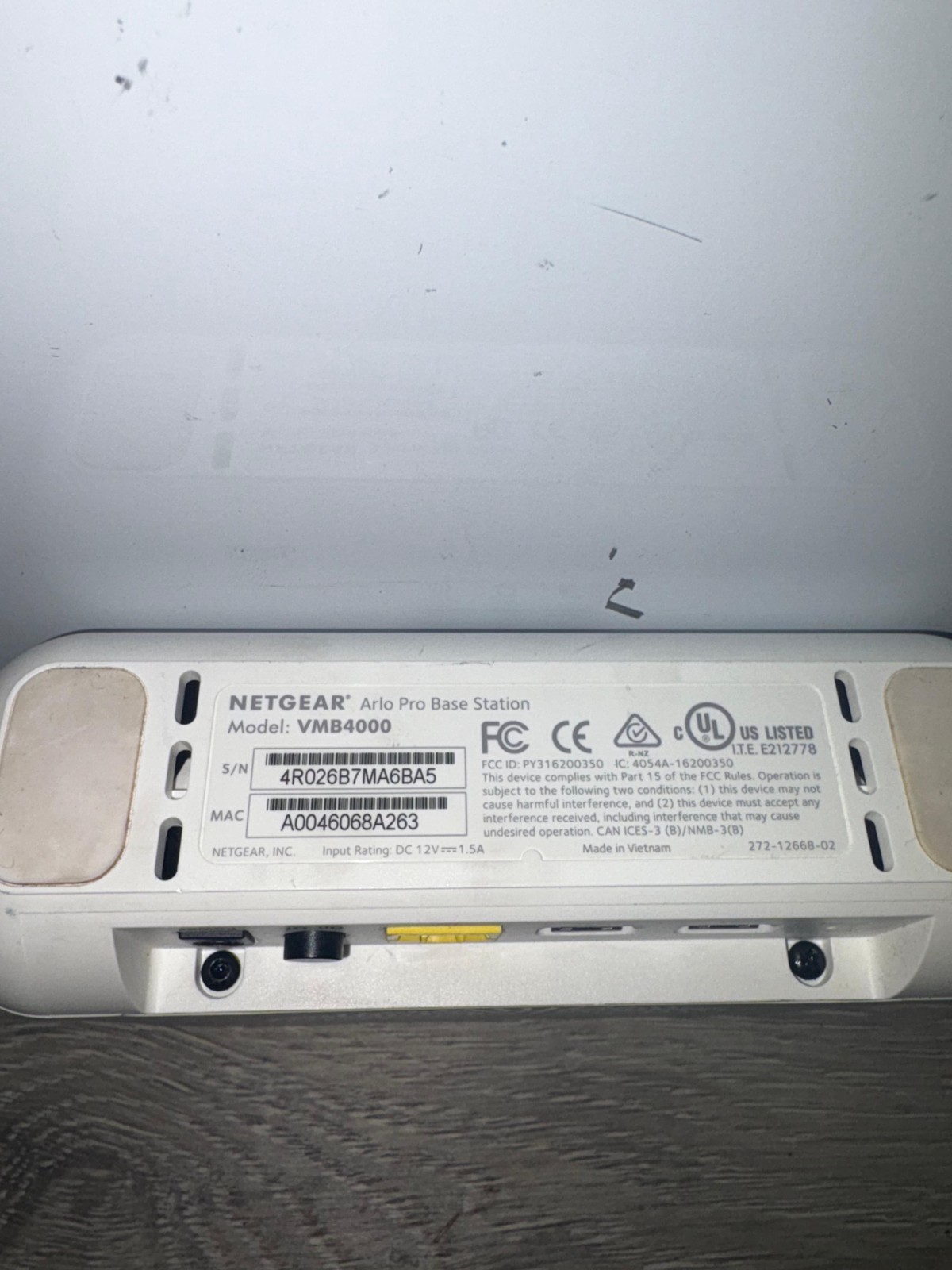 Netgear Arlo pro VMB4000 Security Base Station Tested No Power Cable Included