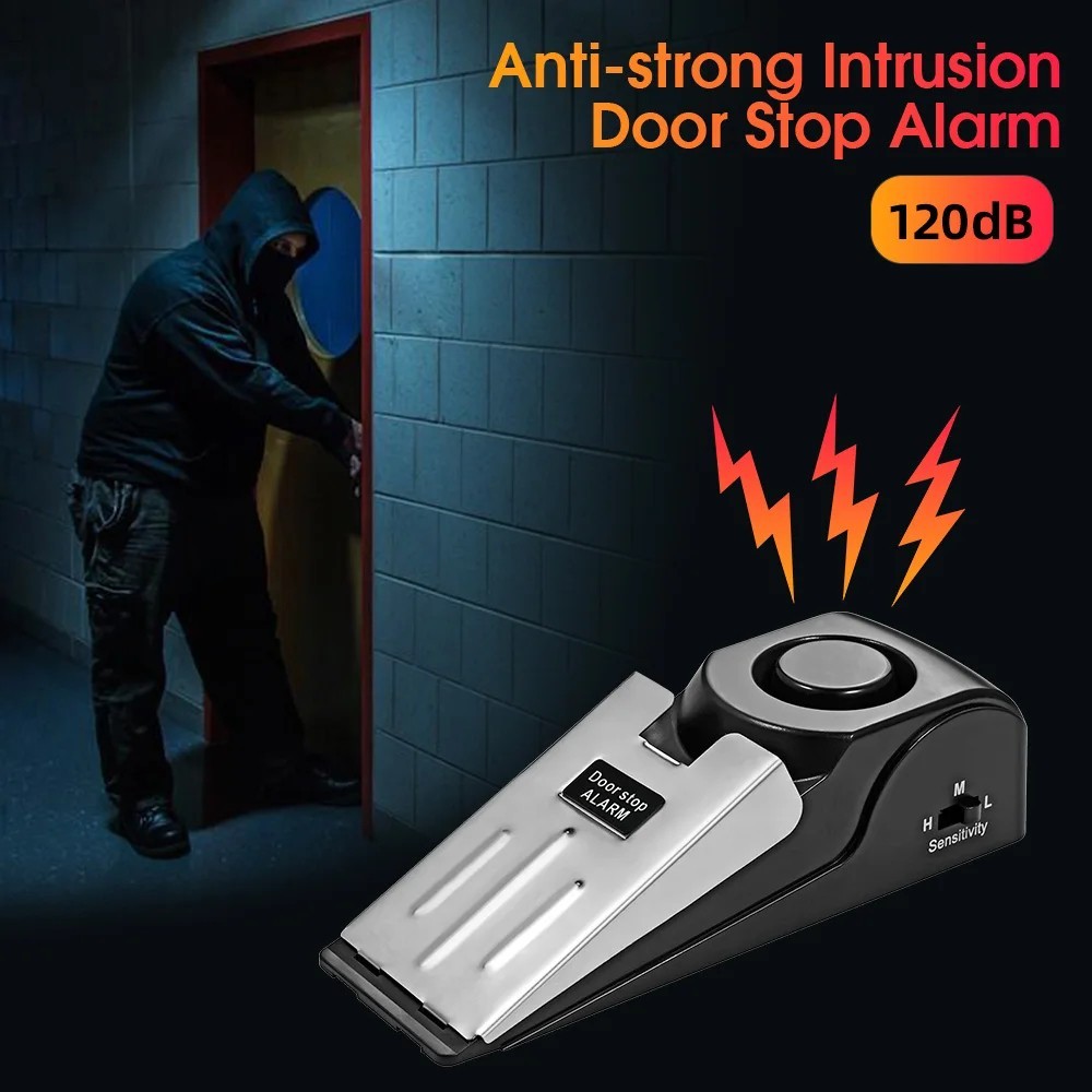 Security Door Stop Alarm System 120DB Hotel Home Wireless Security Safety Tools