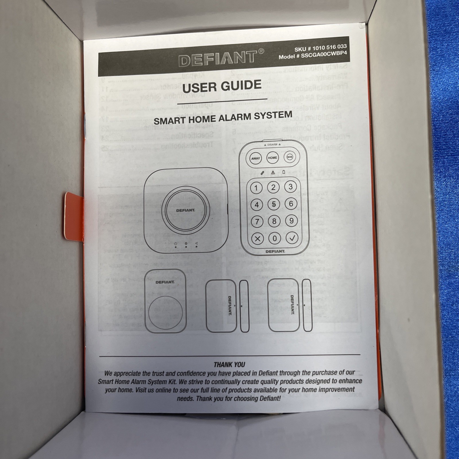 Defiant SSCGA00CWBP4 Smart Home Alarm Kit WiFi Bluetooth 5-Piece New
