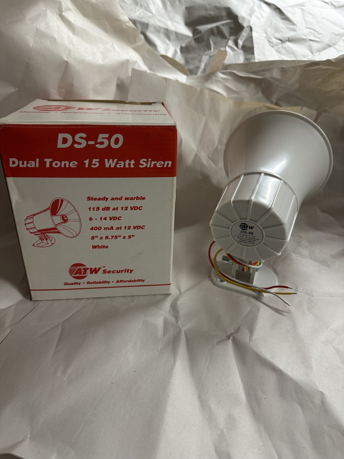 NEW ATW Security DS-50 Dual Tone 15 Watt Siren, White