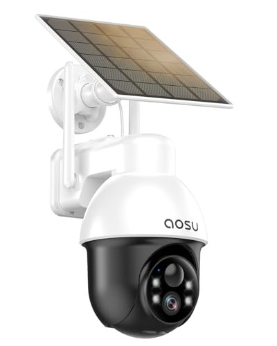 Solar Security Camera Wireless Outdoor with Panoramic PTZ, Human Auto Modern