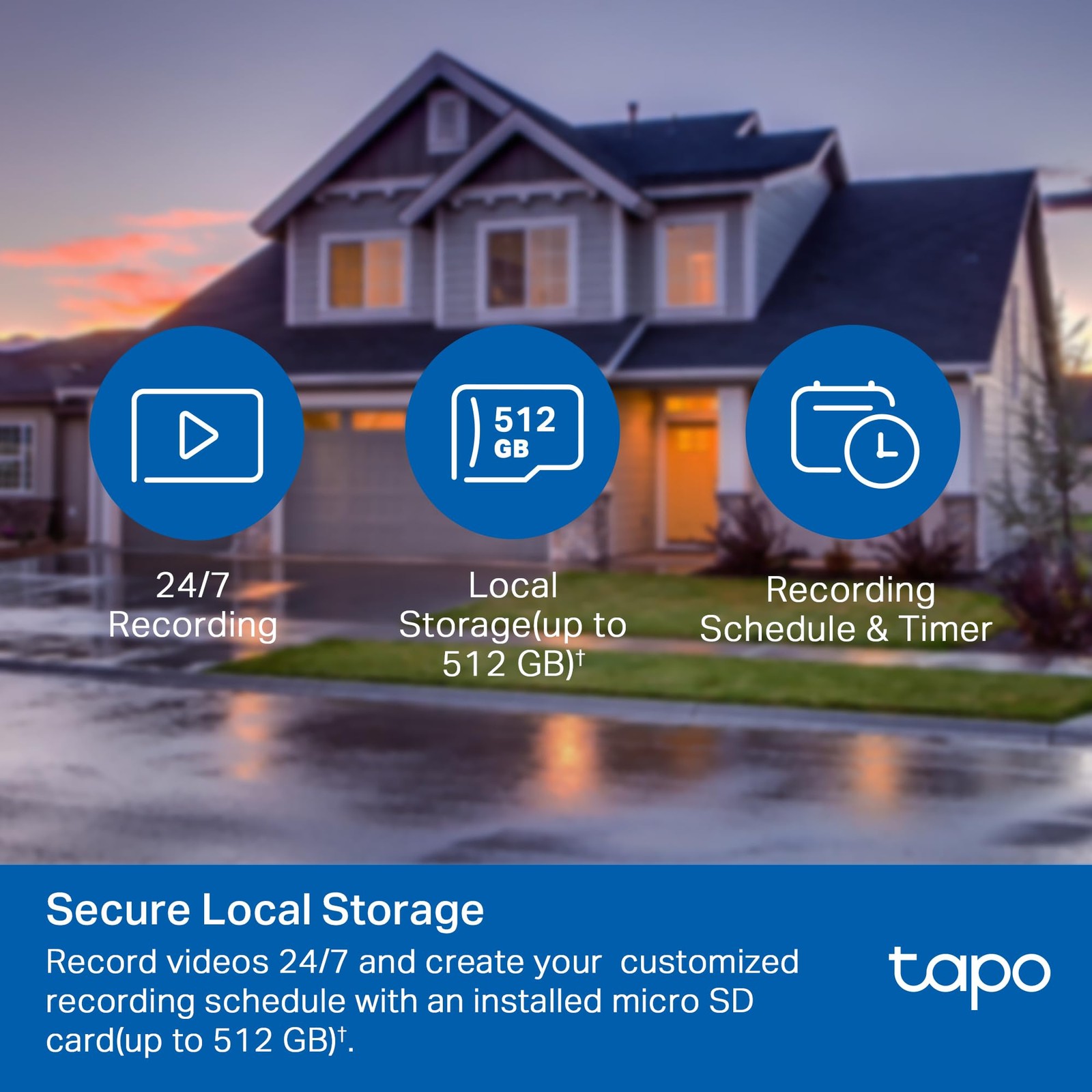 Tapo 1080P Outdoor Wired Pan/Tilt Security Wi-Fi Camera, 360° View, White