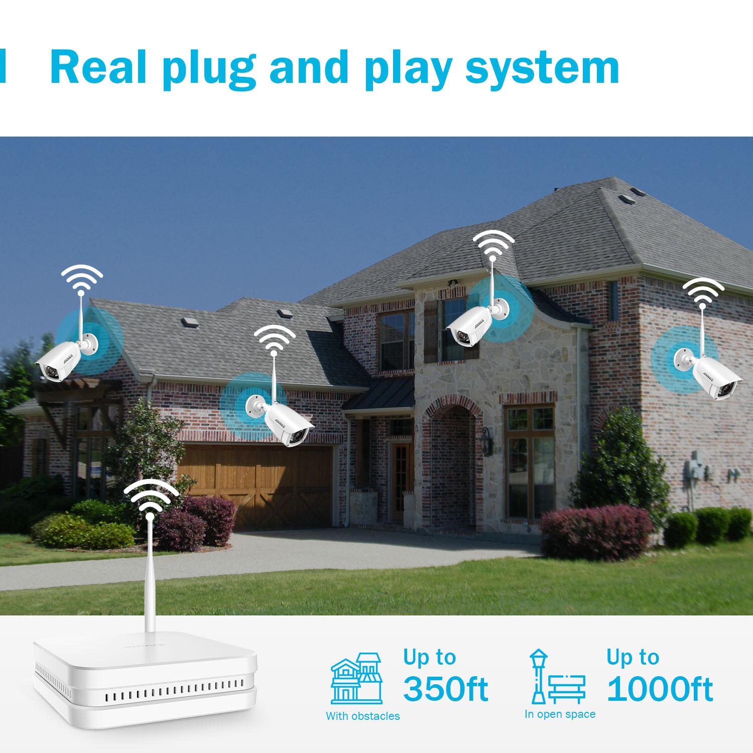 ANNKE HD 1080P Wireless Security IP Camera System 8CH NVR 2MP Video IR Night 1TB