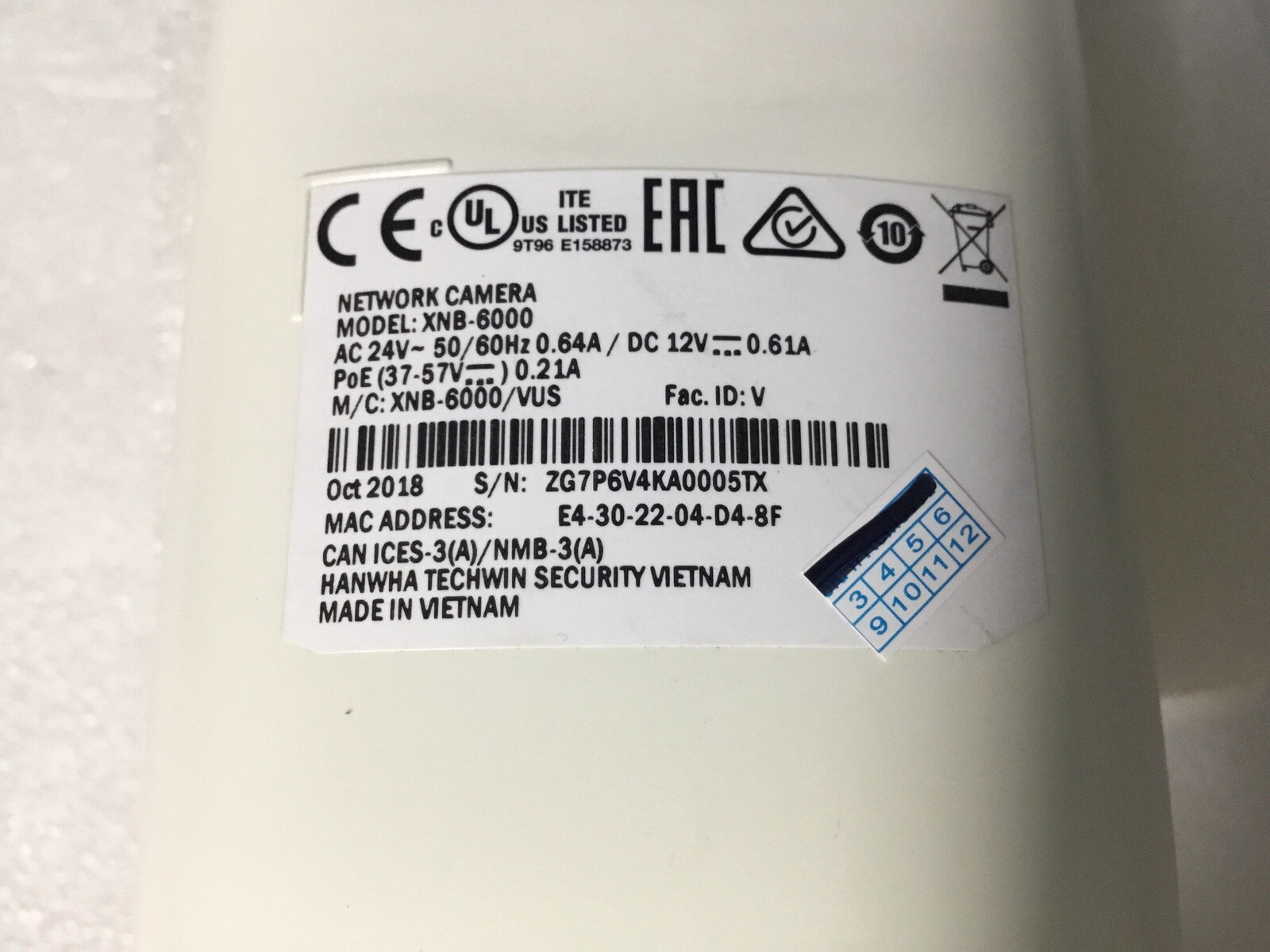 Wisenet XNB-6000 Surveillance IP Color Camera W/ 2MP IR Lens 2.8-9mm H.265 H.264