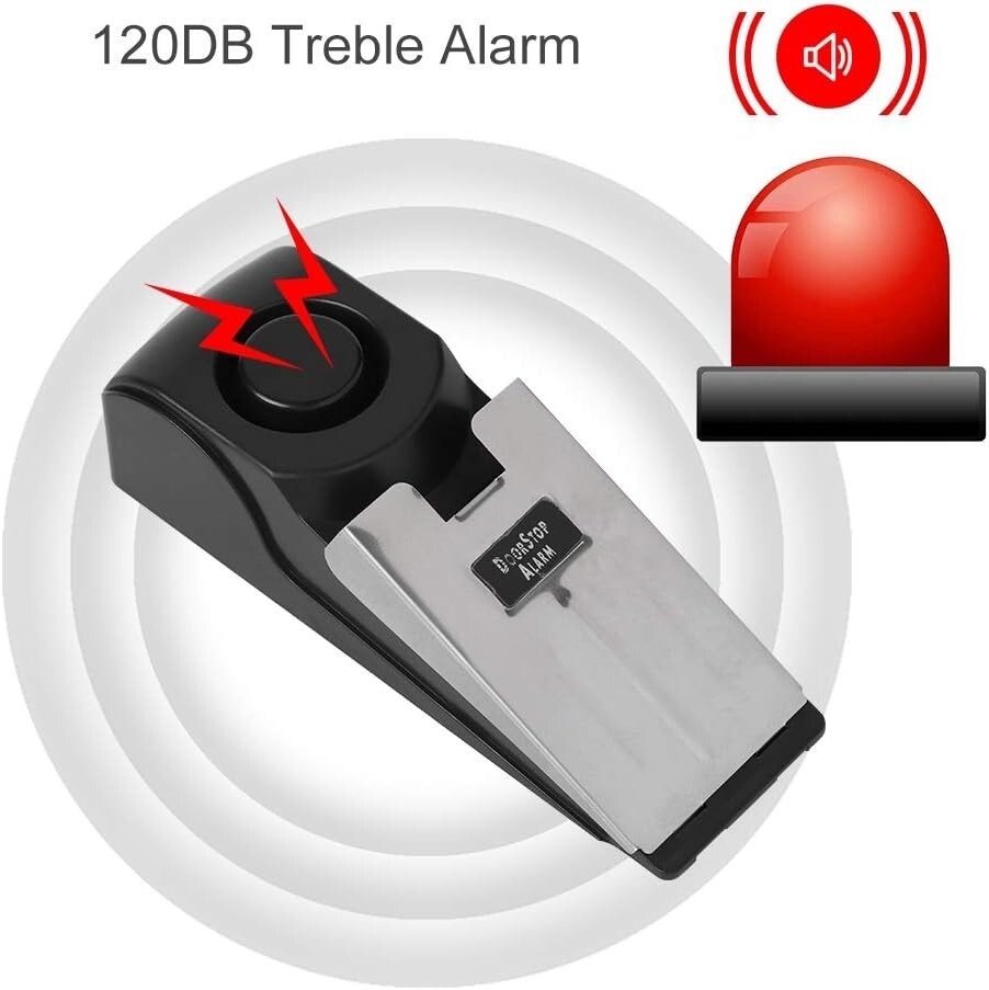 Wireless Travel Door Stop Alarm Portable Security Alert Wedge Stopper Hotel Bx22