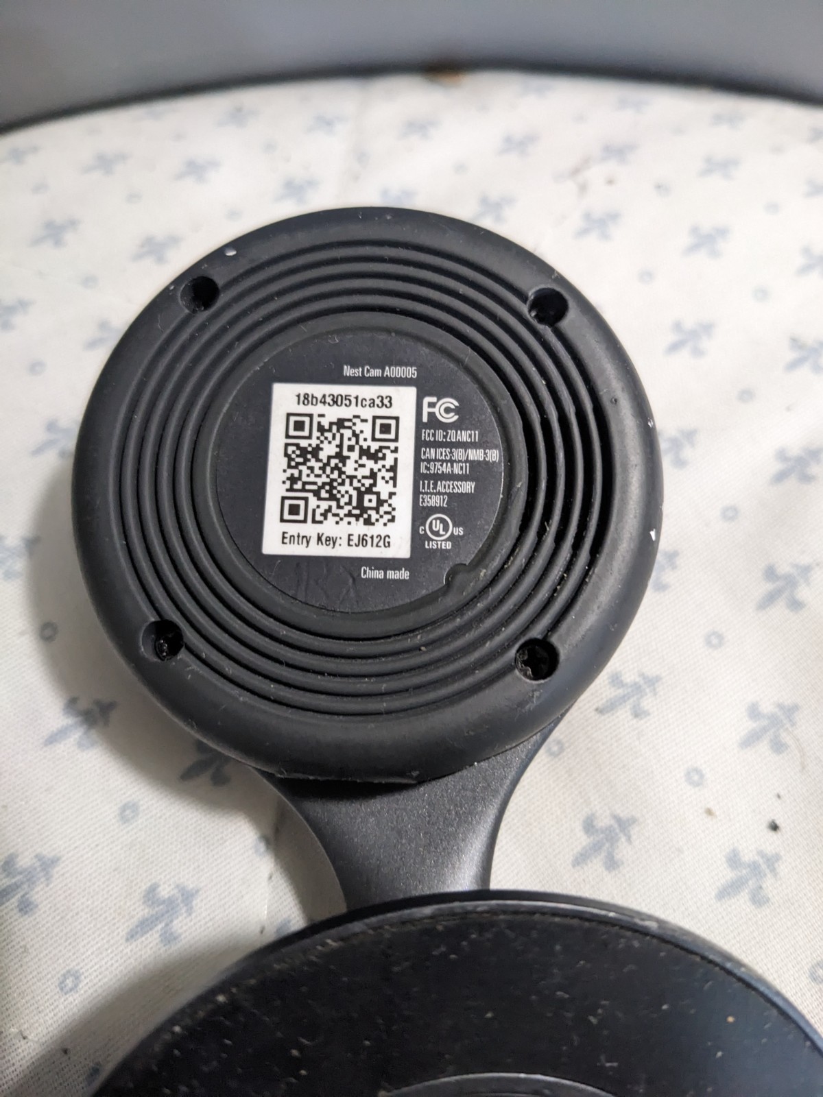 GOOGLE NEST 1ST GENERATION INDOOR SECURITY CAMERA A00005 W MAGNETIC BASE USED