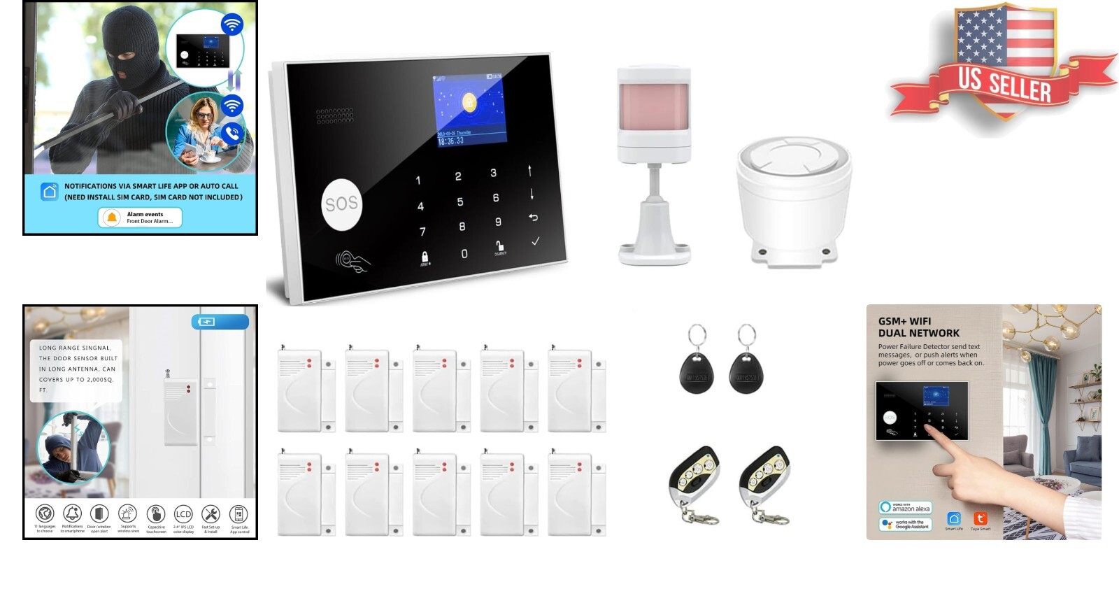 Smart Touchpad Wireless Home Security System with Alexa and Google Assistant