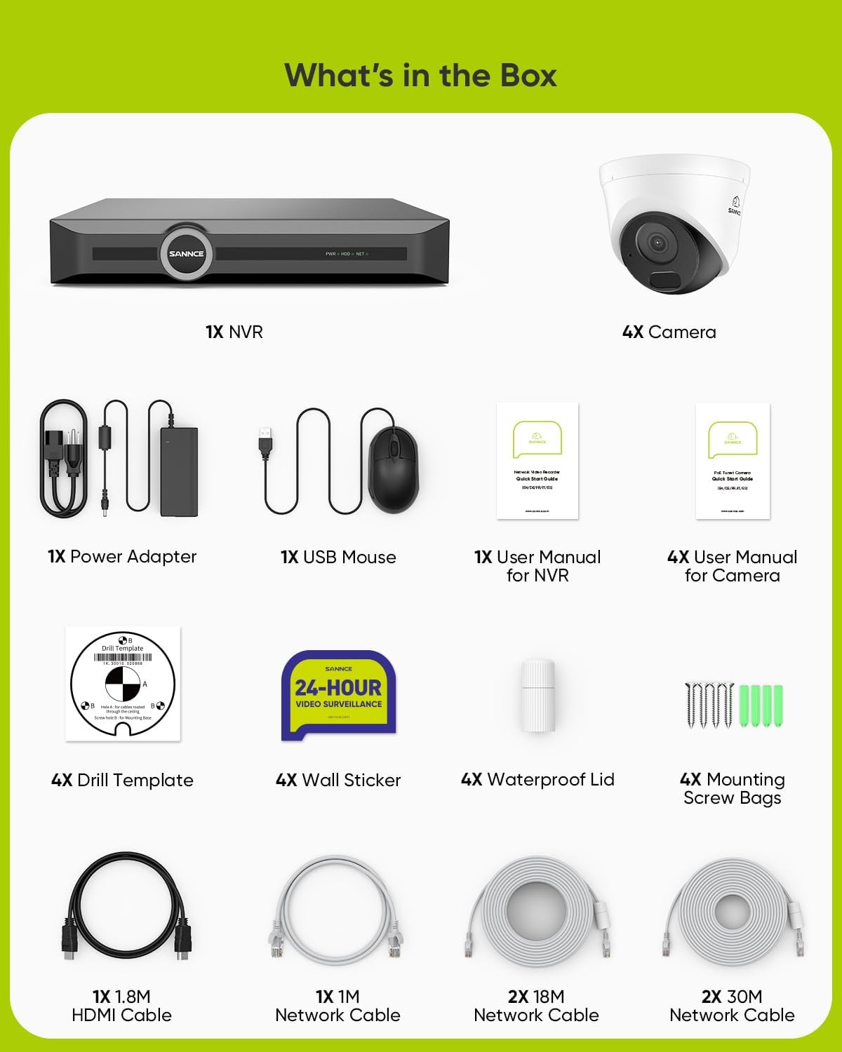 5MP Poe Security Camera System, 8CH 6MP Surveillance NVR with 4PCS 5MP HD Weathe