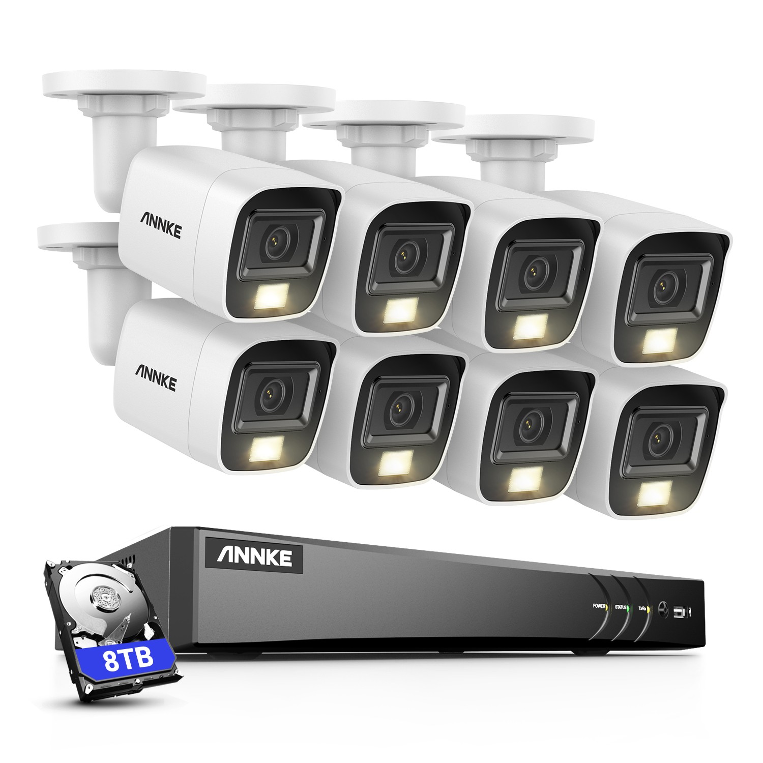 ANNKE 4K 8CH DVR 5MP Audio AI Security Camera System Outdoor Color Night Vision